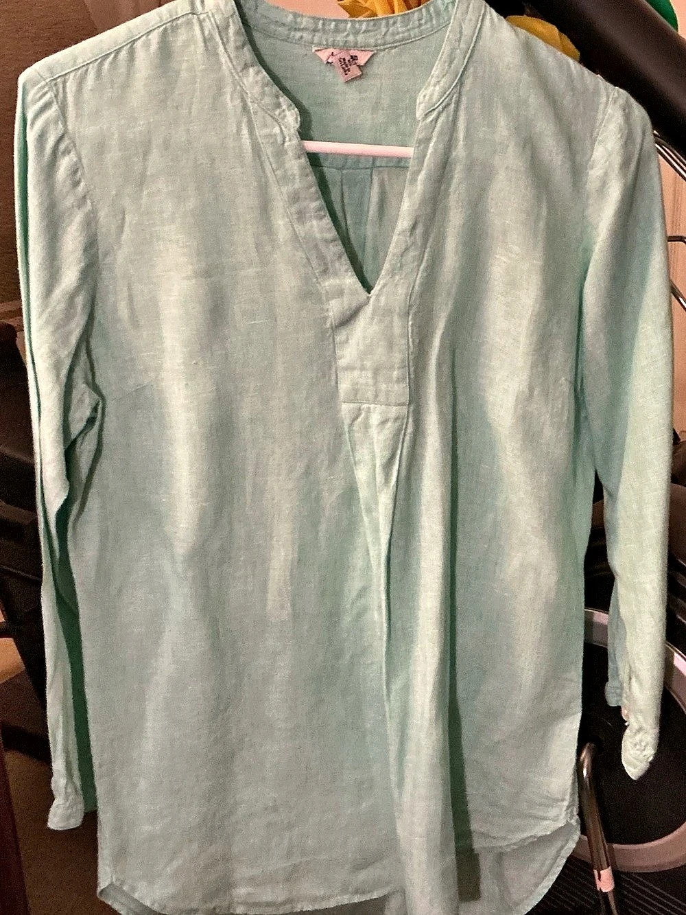 L.L.Bean Women's Premium Washable Linen Shirt, Tunic Linen Tunic Green